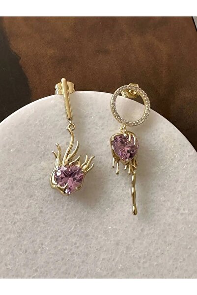 Haziran Accessory, Xuping Purple Stone Dripping Heart Earrings