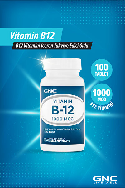 GNC GNC - Vitamin B12 1000 MCG - B12 Vitamini İçeren Takviye Edici Gıda - 100...