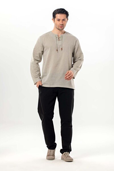 Eliş Şile Bezi Ανδρικό καλοκαιρινό μπλουζάκι με μακρύ μανίκι, υφασμάτινο, με ...