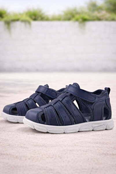 Rakerplus Αγορίστικα σανδάλια από γνήσιο δέρμα Navy Blue με Velcro