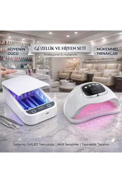 PİRAYE AKSESUAR 2'li UV Set - Tırnak Kurutucu Oje Kurutucu & Sterilizasyon Ci...