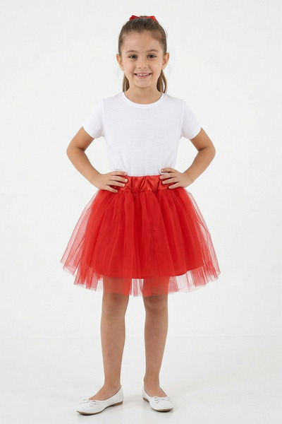 Çello mello Μπουτίκ Χασάν Κοριτσίστικη Φούστα Τούτου με Φιόγκο από Τούλι, Κόκ...