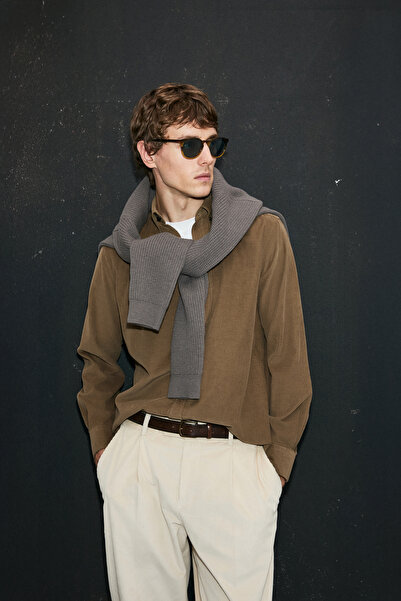 Lufian Ανδρικό πουκάμισο Drew Basic Brown 112010682