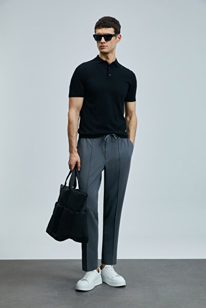 Lufian Ανδρικό παντελόνι Chino Slim Fit Anthracite Simon Smart