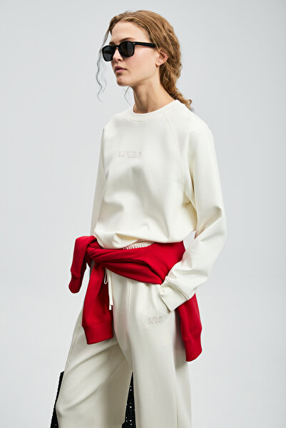 Lufian Γυναικείο πλεκτό φούτερ Alıce σε λευκό χρώμα