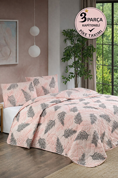 Shopyteks Σετ κουβερλί διπλού κρεβατιού 200x220 με καπιτονέ σχέδιο λουλουδιών...