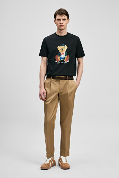 Lufian Μοντέρνο γραφικό μπλουζάκι Teddy σε μαύρο χρώμα