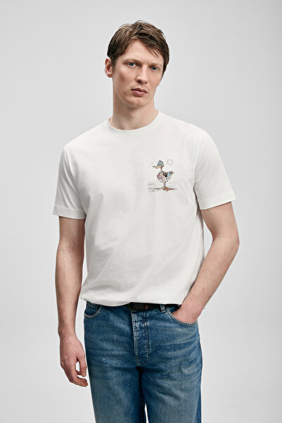 Lufian Μοντέρνο γραφικό μπλουζάκι Fınx σε ανοιχτό λευκό