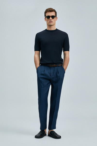 Lufian Ανδρικό βαμβακερό πουλόβερ Spear Dark Navy Blue