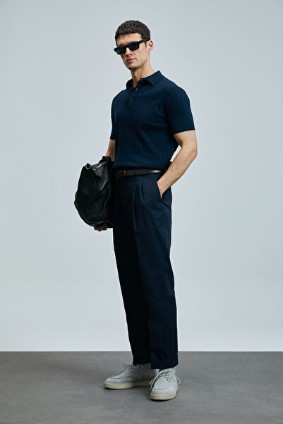 Lufian Ανδρικό βαμβακερό πουλόβερ Bold Dark Navy Blue