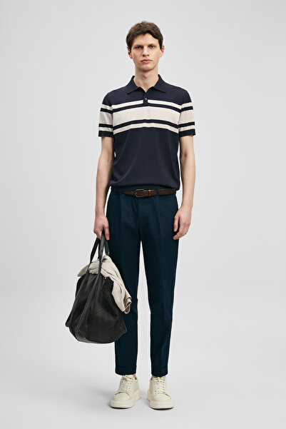 Lufian Brando Men's Modal Mixed Sweater Dark Navy Blue