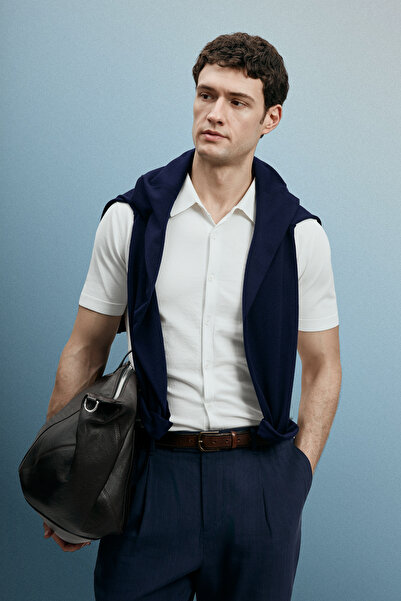 Lufian Ανδρικό πουλόβερ Victor Μοντάλ σε ανάμεικτο λευκό χρώμα