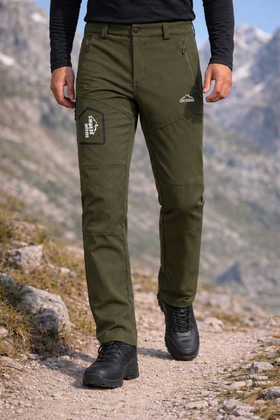 Sınwear Men's Khaki Winter Outdoor Softshell Tactical Pants with Fleece Lining, Water and Wind Resistant