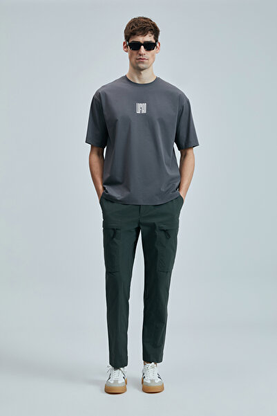 Lufian Helıx Μοντέρνο Γραφικό T-Shirt Σκούρο Γκρι