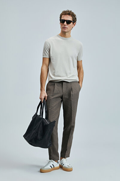 Lufian Ανδρικό πουλόβερ Tıno Modal Blend σε ανοιχτό μπεζ χρώμα