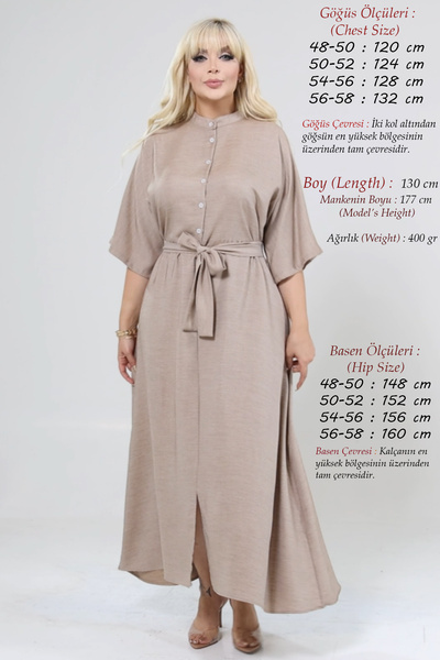 Laden Φόρεμα plus size - Μπεζ - Μακρύ