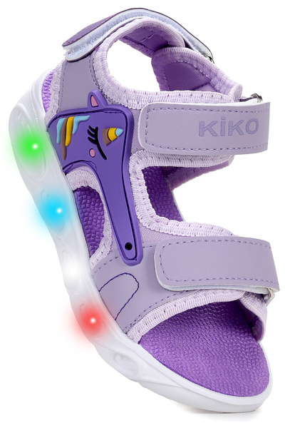 Kiko Kids Luna Unicorn Günlük Işıklı Cırtlı Kız Bebek Sandalet Ayakkabı