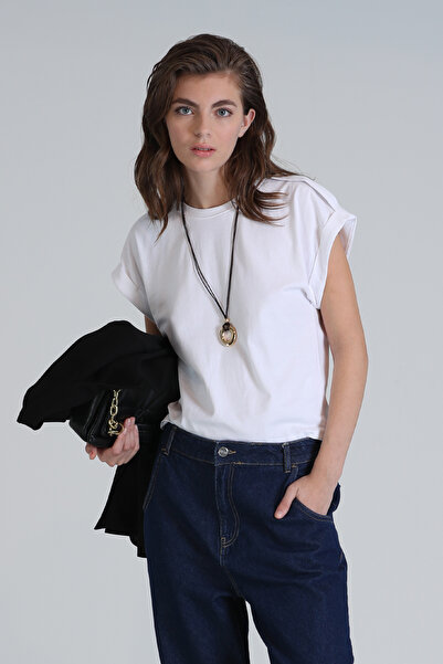 Lufian Clara Kadın T- Shırt Regular Fit Beyaz