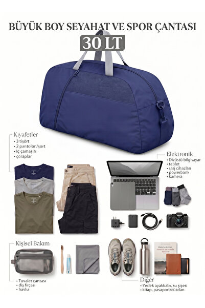 KAFF Αθλητική τσάντα ταξιδιού μεγάλου μεγέθους Navy Blue με μπροστινή τσέπη κ...