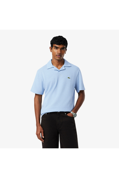 Lacoste Erkek Classic Fit Keten Mavi Polo
