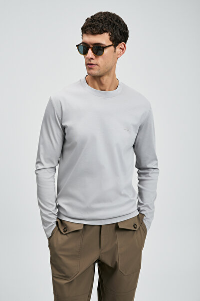 Lufian Ανδρικό μακρυμάνικο μπλουζάκι Victor σε γκρι χρώμα