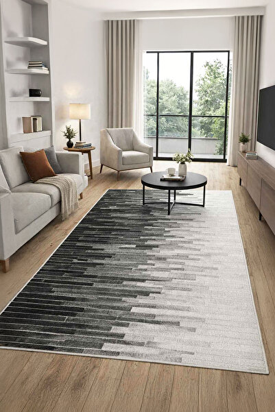 Toronto Home Dijital Kaymaz Yıkanabilir Antrasit Multi Salon Halısı Mutfak Ha...