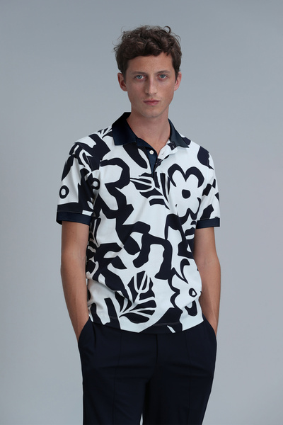 Lufian Ανδρικό μπλουζάκι πόλο Lindon Smart σε λευκό χρώμα