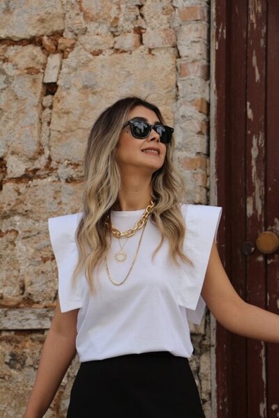 bytugcekaya Λευκό μπλουζάκι Aller Detail