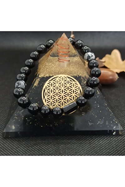 Ezera Ανδρικό βραχιόλι με πέτρες από τουρμαλίνη και οψιδιανό σε σχήμα νιφάδας...