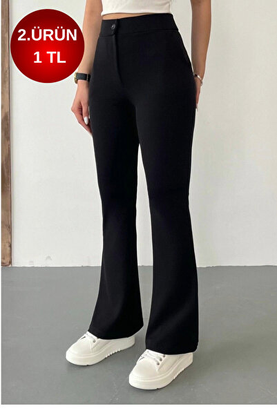 BİKELİFE Γυναικείο υφασμάτινο παντελόνι με ψηλόμεσο Lycra Stretchy Flare Leg