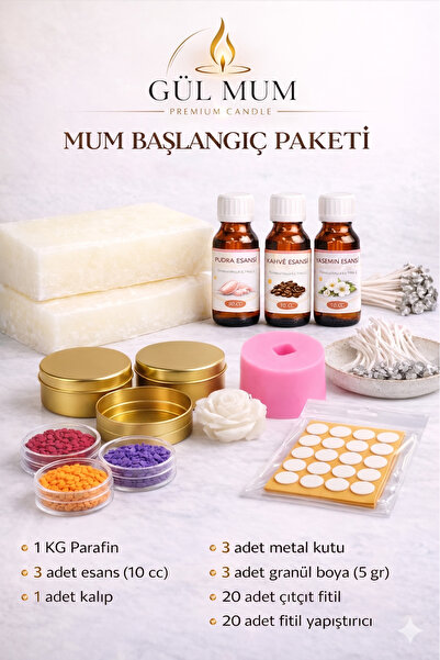 Gül Mum Mum Başlangıç Seti – Parafin ( Başlangıç seti )