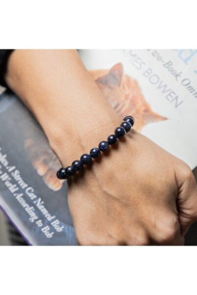 Ezera Βραχιόλι για γυναίκες με συνθετικές ημιπολύτιμες πέτρες, μπλε πέτρα άμμ...