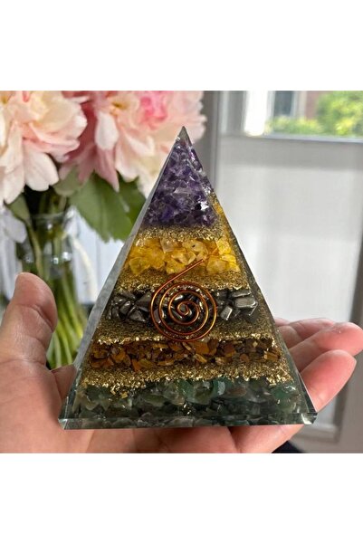 Ezera Πυραμίδα Οργόνης από Αμέθυστο, Κιτρίνη, Πυρίτη, Μάτι Τίγρης και Αβεντου...