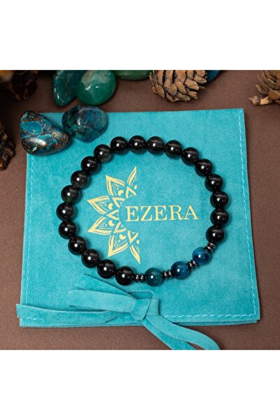 Ezera Χειροποίητο Ανδρικό Βραχιόλι Elam από Royal Blue Tiger Eye και Οψιδιανό...