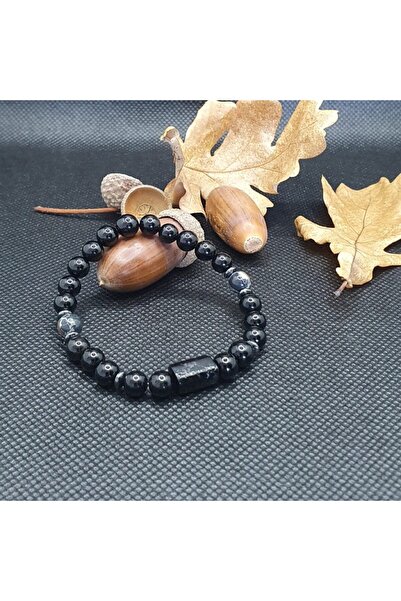 Ezera Γυναικείο βραχιόλι Nalin - Μαύρη Τουρμαλίνη & Μαύρο Τυρκουάζ Κοχύλι, χά...