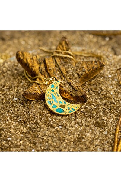 Ezera Κολιέ με τιρκουάζ φεγγάρι επιχρυσωμένο με χρυσό 18 καρατίων