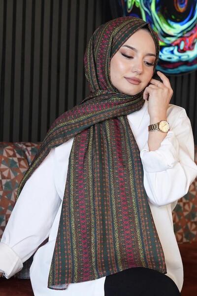 AFVENTE Εθνικό σχέδιο Σκούρο Πράσινο Μαλακό Βαμβακερό Σάλι