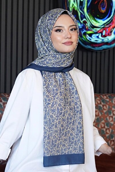 AFVENTE Σάλι από μαλακό βαμβάκι με σχέδιο λουλουδιών σε τιρκουάζ