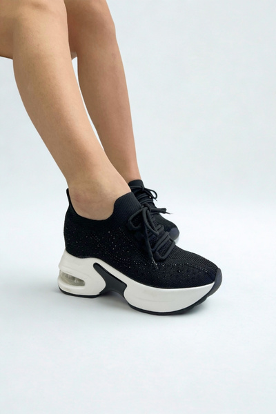 inizio Siyah Gizli Topuk Triko Kadın Sneaker EW5035