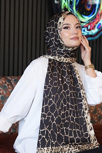 AFVENTE Μαρμάρινο μοτίβο Μαύρο μαλακό βαμβακερό σάλι