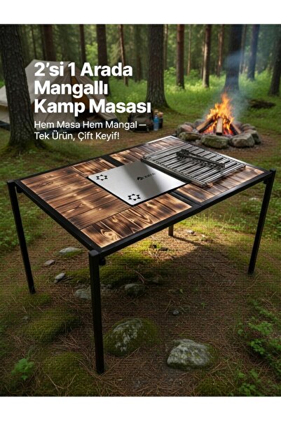 kamptek kamp teknolojisi Taşınabilir Kamp Masası - Katlanır Ahşap Piknik Masa...