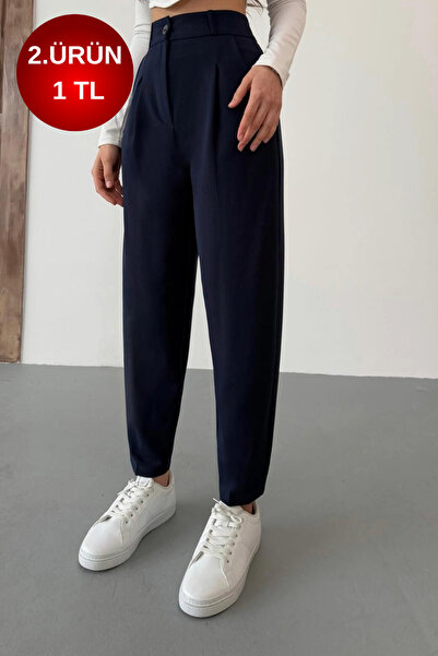 BİKELİFE Γυναικείο υφασμάτινο παντελόνι με ψηλόμεσο καρότο