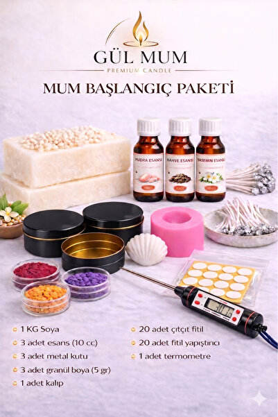 Gül Mum Soyawax Mum Yapım Seti (Başlangıç Kiti)