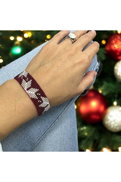 Ezera Κόκκινο-Ασημί Φαρδύ Βραχιόλι Miyuki, Elegant for Women, Samira