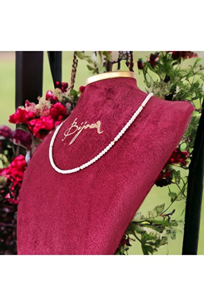 Ezera Κολιέ Cocker Kalista με χάντρες από λευκό κοράλι και ασήμι 925 επιχρυσω...