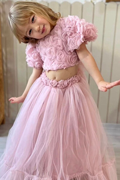 ALYRA Κοριτσίστικο φόρεμα πριγκίπισσας με τούλι και τριαντάφυλλα, σε στρώσεις...