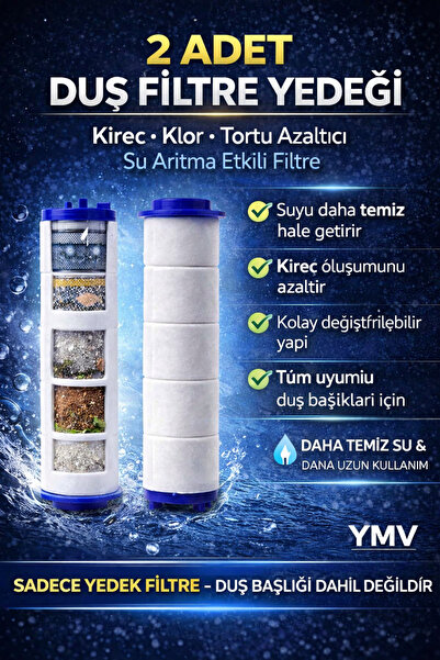 YMV 2 Adet Duş Başlığı Yedek Filtre Kireç Önleyici Arıtmalı Su Tasarruflu Fil...