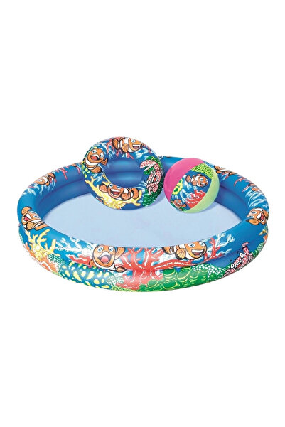 BESTWAY 2 Bölmeli Havuz + Simit + Deniz Topu 51124