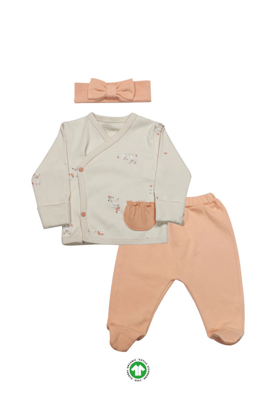 Bistyle 3-Piece Bodysuit Set Fluffy and Lovely 13106 Beige