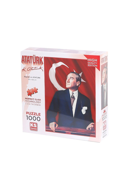 Ks Puzzle 20728 لغز أتاتورك والعلم التركي 1000 قطعة - لغز KS